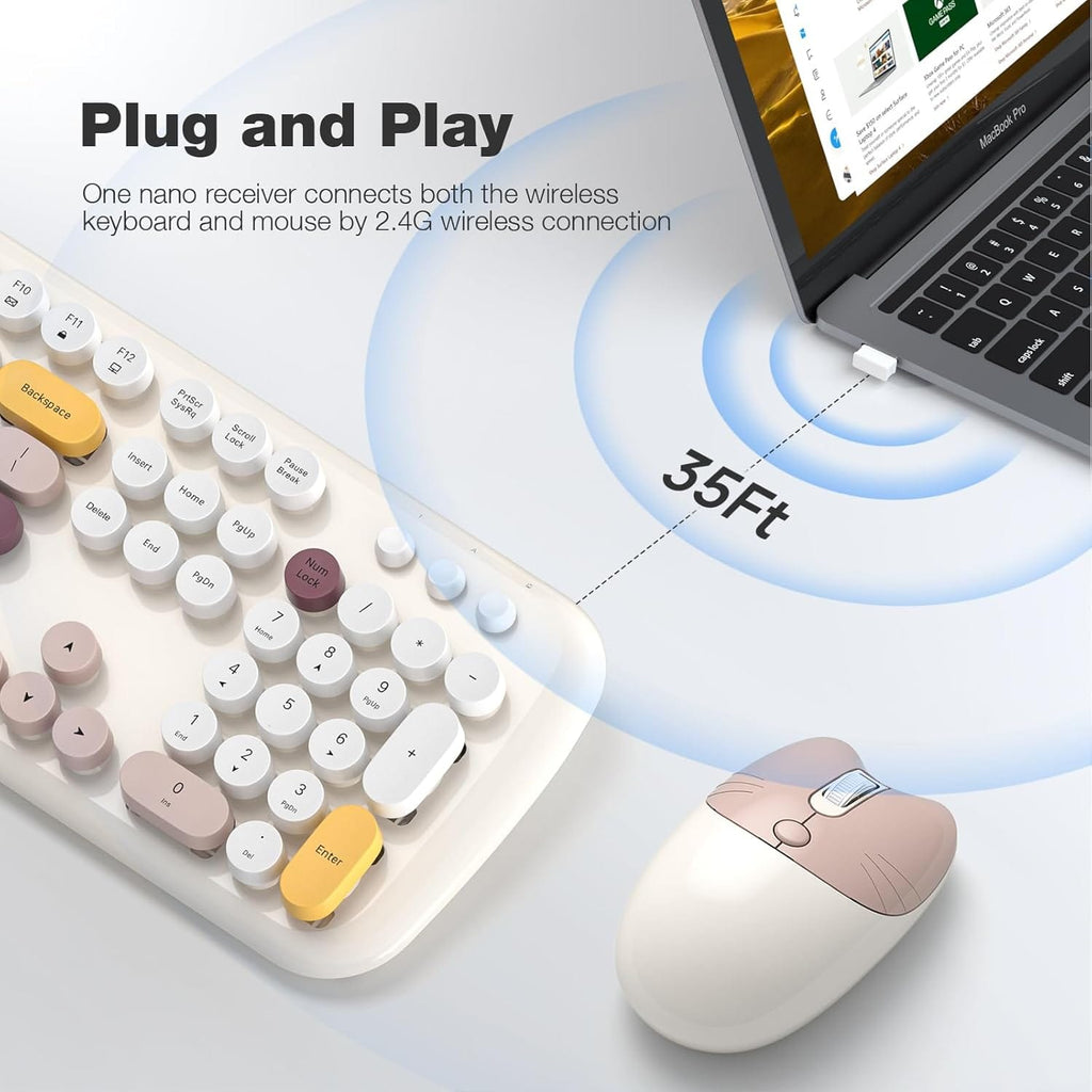 Wireless Keyboard & Mouse Combo – Silent Click, 104-Key