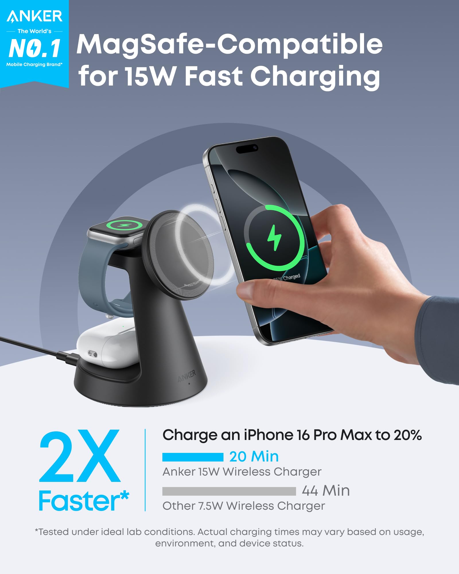 Anker MagGo 3-in-1 Wireless Charging Station – Dock Stand