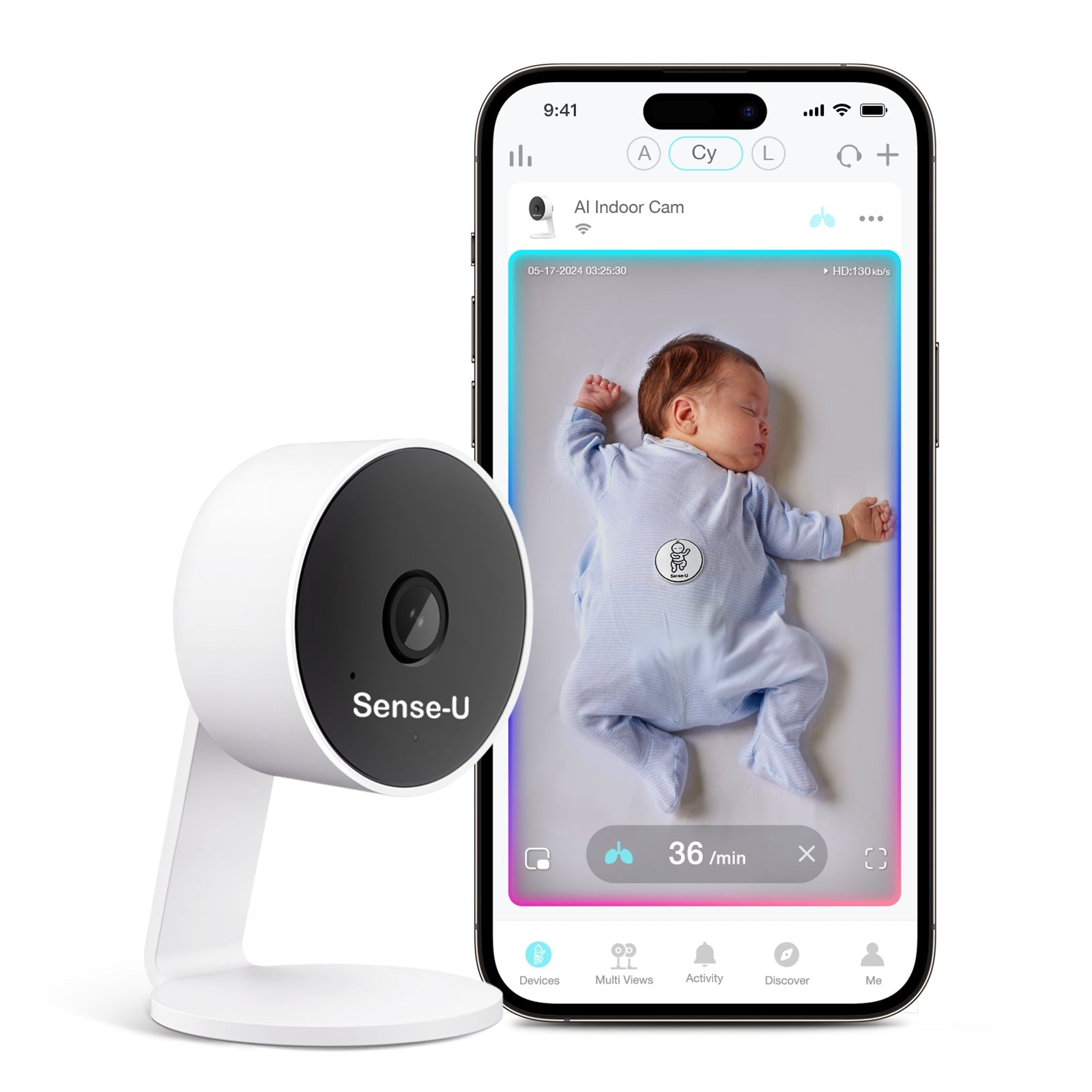Sense-U AI Indoor Baby Monitor Camera with App