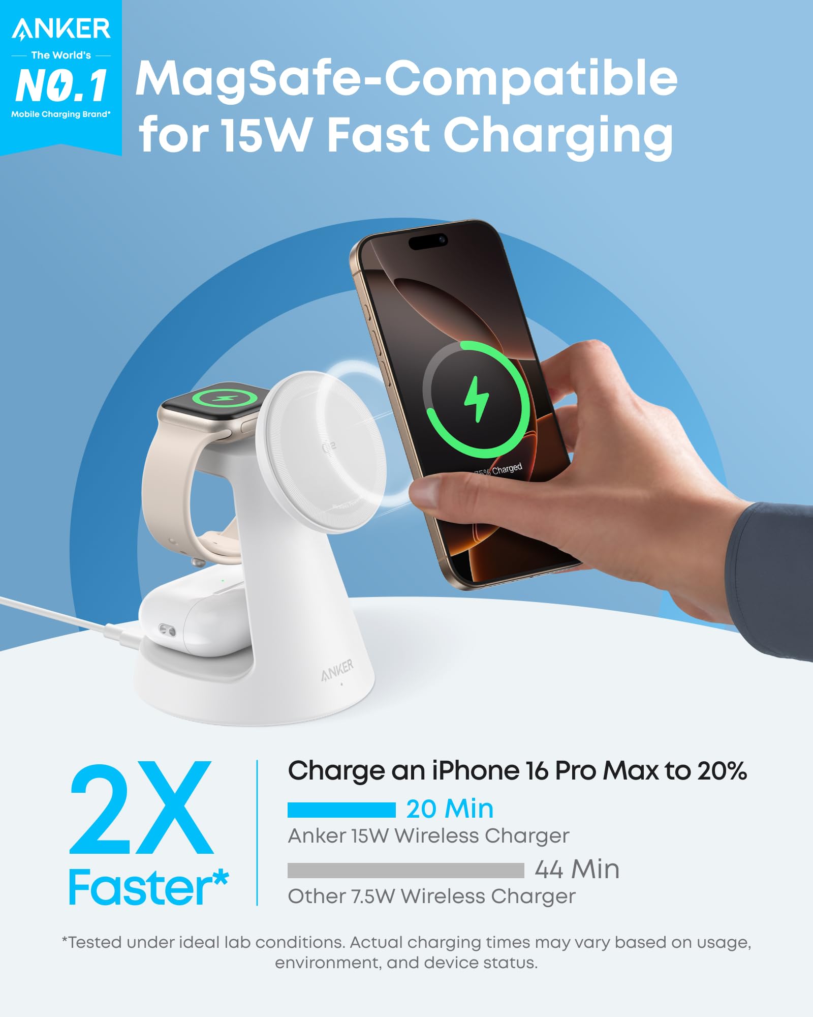 Anker MagGo 3-in-1 Wireless Charging Station – Dock Stand